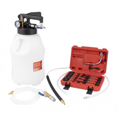 Pneumatinis tepalo užpylimo ir išsiurbimo įrenginys su adapteriais 8L QUATROS QS60642